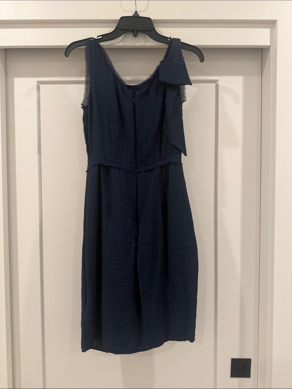 Sleeveless Navy Ruffle-Front Dress - Picture 4 of 5